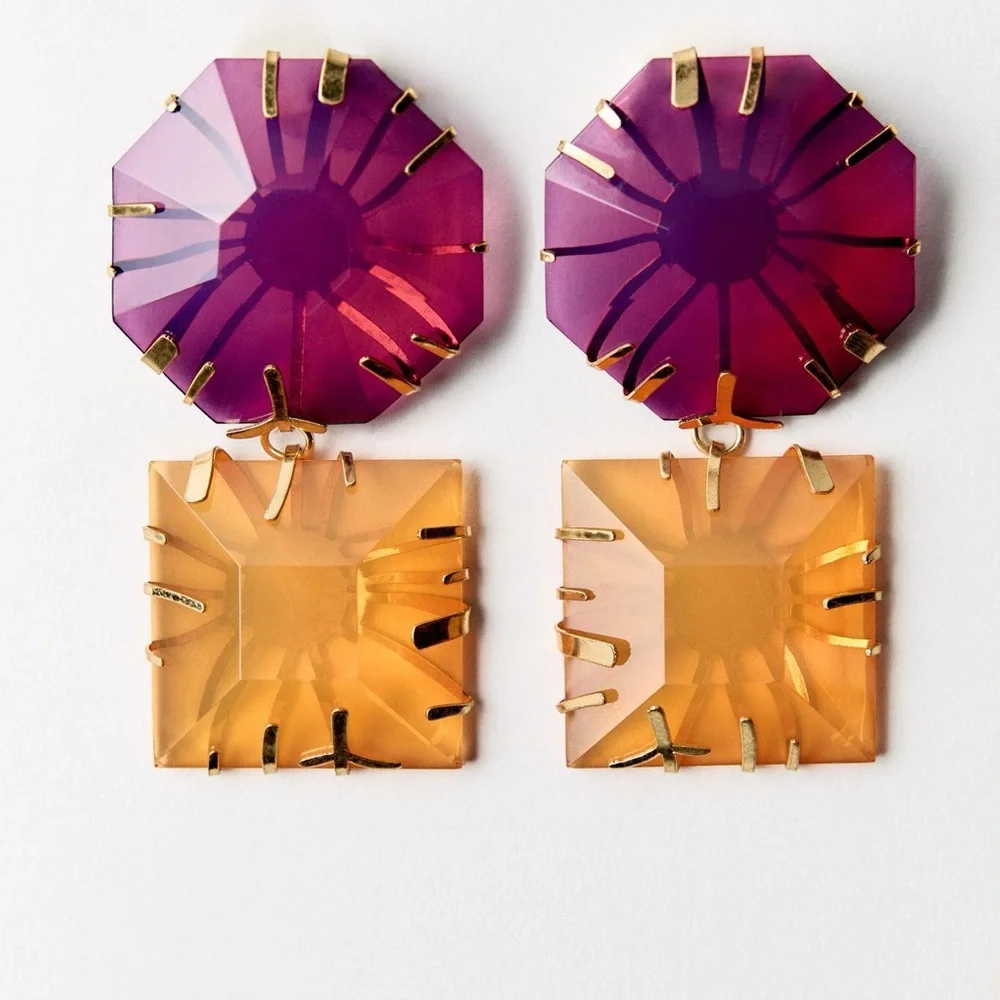 NWT Zara SOLID COLOR RESIN EARRINGS - Picture 3 of 7
